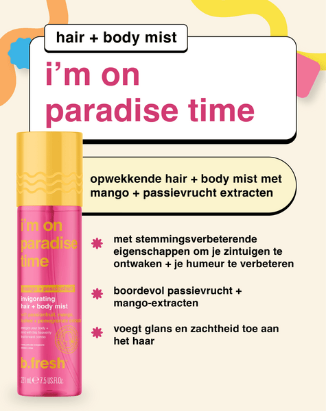 i'm on paradise time opwekkende hair + body mist
