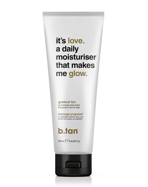 it's love. a daily moisturiser that makes me glow... geleidelijke zelfbruiningslotion